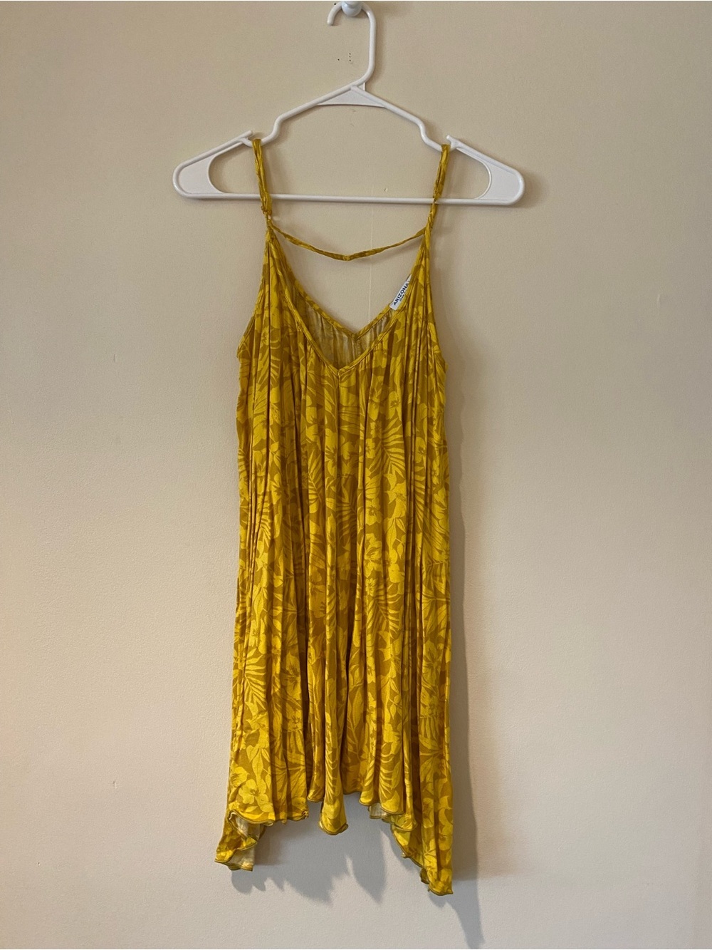 Mustard Yellow Printed Spaghetti Strap mini Sundress